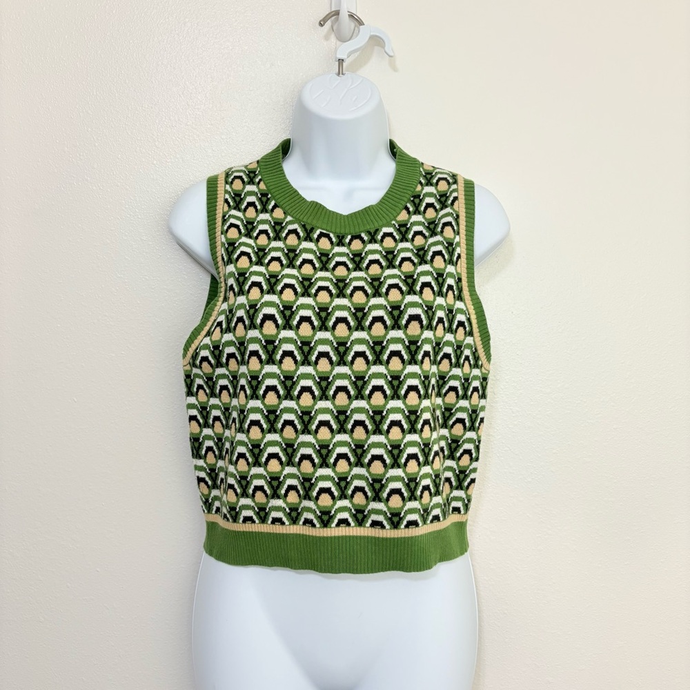 Cider Green Patterned Sweater Vest